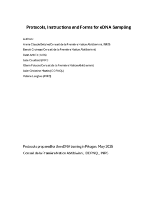 Protocoles, instructions et formulaires pour l’échantillonnage de l’ADNe